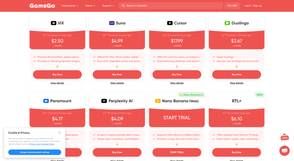 GamsGo – Premium Subscriptions, Less Spending